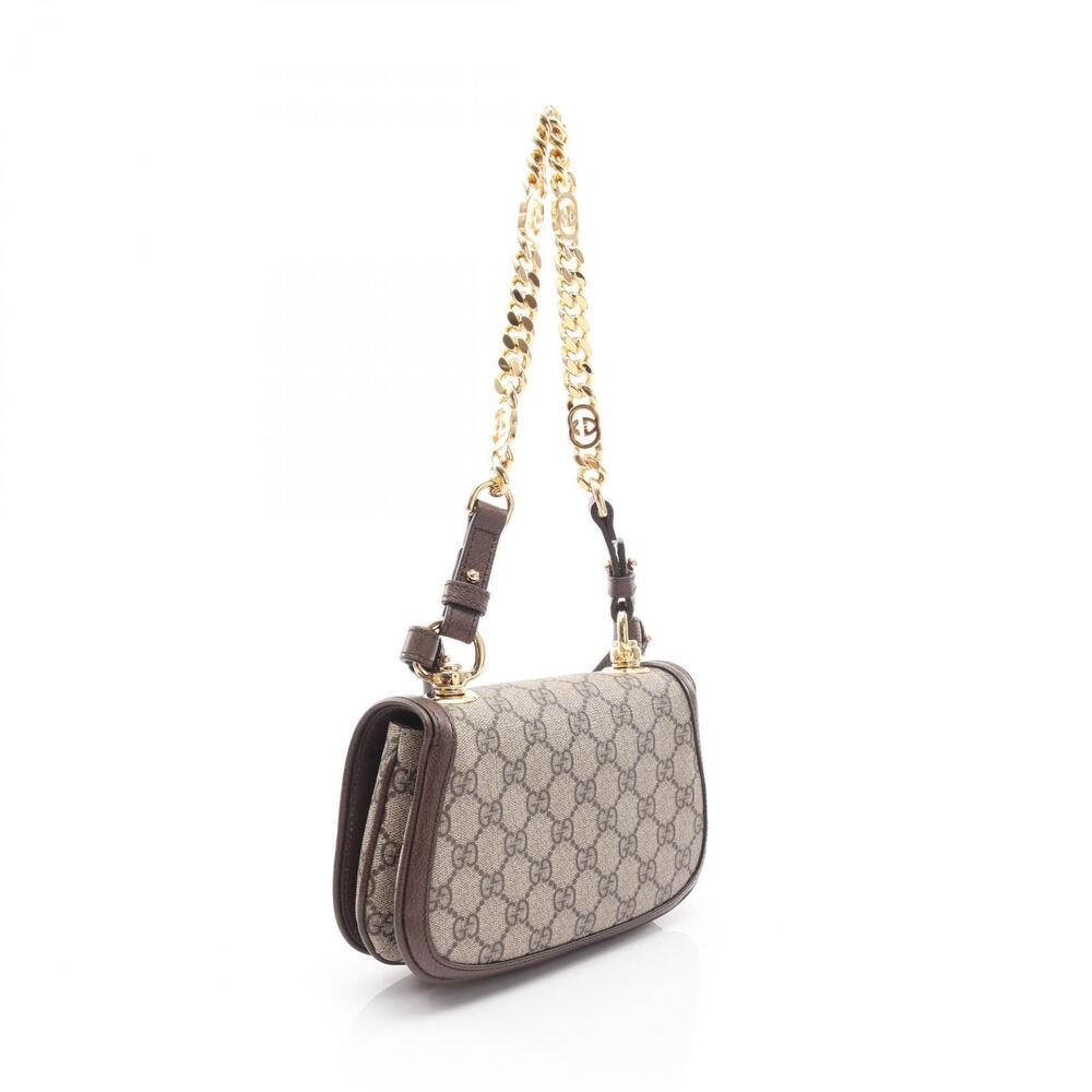 Gucci Brown Supreme Blondie Shoulder Bag GG Beige Leather Canvas - Picture 1 of 4